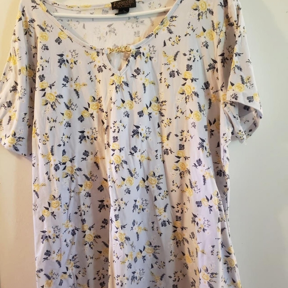 Tops - Womens forbidden society light blue yellow floral shirt 3x